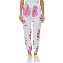 Leaves-pink Cropped Drawstring Pants