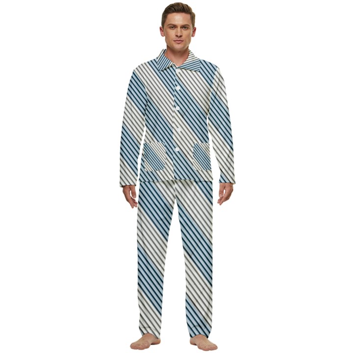 Lines Men s Long Sleeve Velvet Pocket Pajamas Set