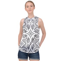 Mandala High Neck Satin Top by nateshop