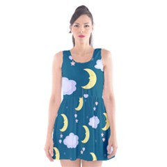 Moon Scoop Neck Skater Dress by nateshop