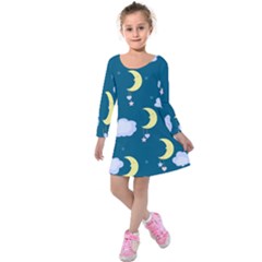 Moon Kids  Long Sleeve Velvet Dress by nateshop