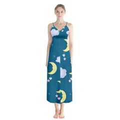 Moon Button Up Chiffon Maxi Dress by nateshop