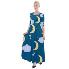 Moon Half Sleeves Maxi Dress by nateshop