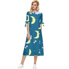 Moon Bow Sleeve Chiffon Midi Dress by nateshop