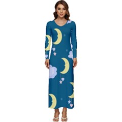 Moon Long Sleeve Velour Longline Maxi Dress by nateshop