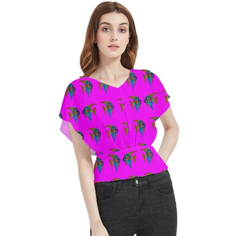 Opposite-way Butterfly Chiffon Blouse by nateshop