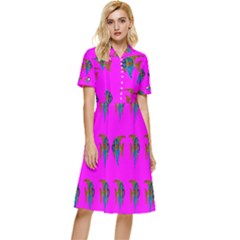 Opposite-way Button Top Knee Length Dress by nateshop