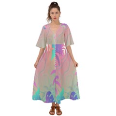 Palm-trees Kimono Sleeve Boho Dress by nateshop