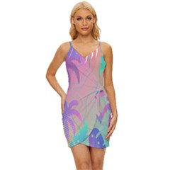 Palm-trees Wrap Tie Front Dress by nateshop