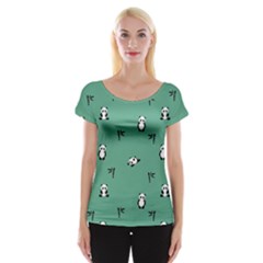 Pandas Cap Sleeve Top by nateshop