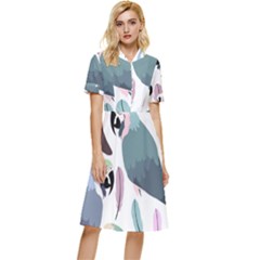 Parrot Button Top Knee Length Dress by nateshop