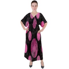 Pattern Circles V-neck Boho Style Maxi Dress by nateshop