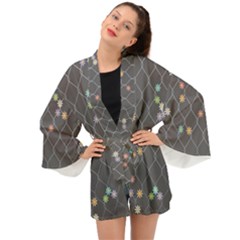 Pattern Flower Long Sleeve Kimono by nateshop