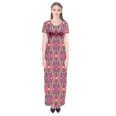 Pattern Motif Short Sleeve Maxi Dress by nateshop