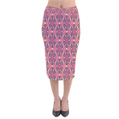 Pattern Motif Velvet Midi Pencil Skirt by nateshop