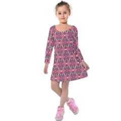 Pattern Motif Kids  Long Sleeve Velvet Dress by nateshop