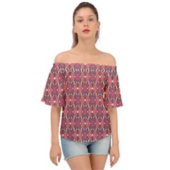 Pattern Motif Off Shoulder Short Sleeve Top