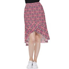 Pattern Motif Frill Hi Low Chiffon Skirt by nateshop