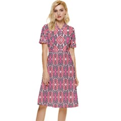 Pattern Motif Button Top Knee Length Dress by nateshop