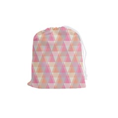 Pattern Triangle Pink Drawstring Pouch (medium) by nateshop