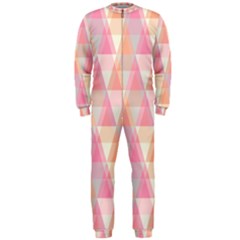 Pattern Triangle Pink Onepiece Jumpsuit (men) by nateshop