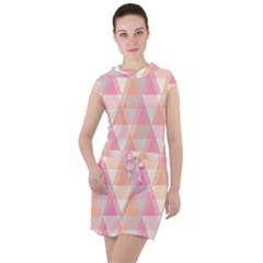 Pattern Triangle Pink Drawstring Hooded Dress by nateshop