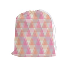 Pattern Triangle Pink Drawstring Pouch (xl) by nateshop