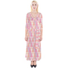 Pattern Triangle Pink Quarter Sleeve Wrap Maxi Dress by nateshop