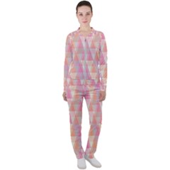 Pattern Triangle Pink Casual Jacket And Pants Set by nateshop