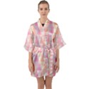 Pattern Triangle Pink Half Sleeve Satin Kimono  View1