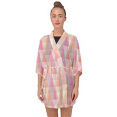 Pattern Triangle Pink Half Sleeve Chiffon Kimono by nateshop