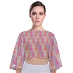 Pattern Triangle Pink Tie Back Butterfly Sleeve Chiffon Top by nateshop