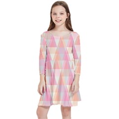 Pattern Triangle Pink Kids  Quarter Sleeve Skater Dress by nateshop