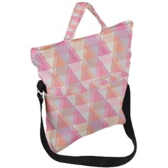 Pattern Triangle Pink Fold Over Handle Tote Bag by nateshop