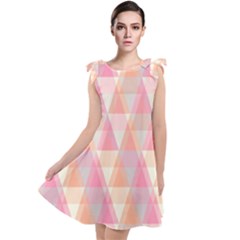 Pattern Triangle Pink Tie Up Tunic Dress by nateshop