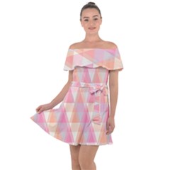 Pattern Triangle Pink Off Shoulder Velour Dress by nateshop