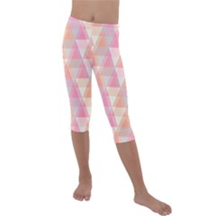 Pattern Triangle Pink Kids  Lightweight Velour Capri Leggings  by nateshop