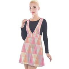 Pattern Triangle Pink Plunge Pinafore Velour Dress by nateshop