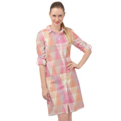 Pattern Triangle Pink Long Sleeve Mini Shirt Dress by nateshop