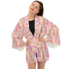 Pattern Triangle Pink Long Sleeve Kimono by nateshop