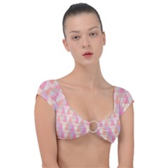 Pattern Triangle Pink Cap Sleeve Ring Bikini Top by nateshop