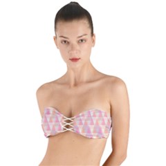 Pattern Triangle Pink Twist Bandeau Bikini Top by nateshop