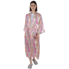 Pattern Triangle Pink Maxi Satin Kimono by nateshop