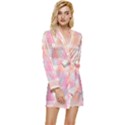 Pattern Triangle Pink Long Sleeve Satin Robe View1