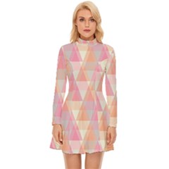 Pattern Triangle Pink Long Sleeve Velour Longline Dress by nateshop