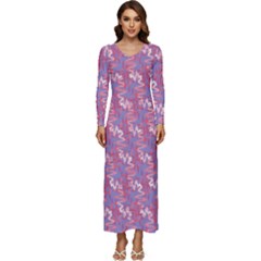 Pattern,ilustrasi Long Sleeve Velour Longline Maxi Dress