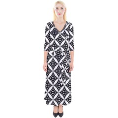 Pattern-black Quarter Sleeve Wrap Maxi Dress by nateshop