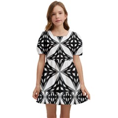 Pattern-black Kids  Short Sleeve Dolly Dress