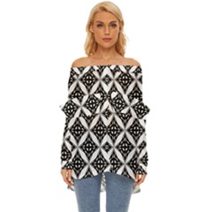 Pattern-black Off Shoulder Chiffon Pocket Shirt