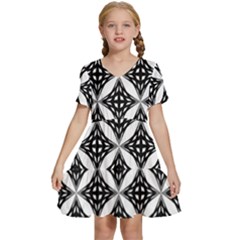 Pattern-black Kids  Short Sleeve Tiered Mini Dress